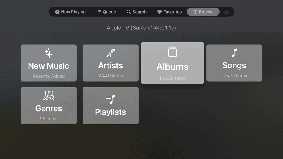 Browse screen