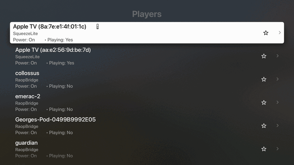 Players list